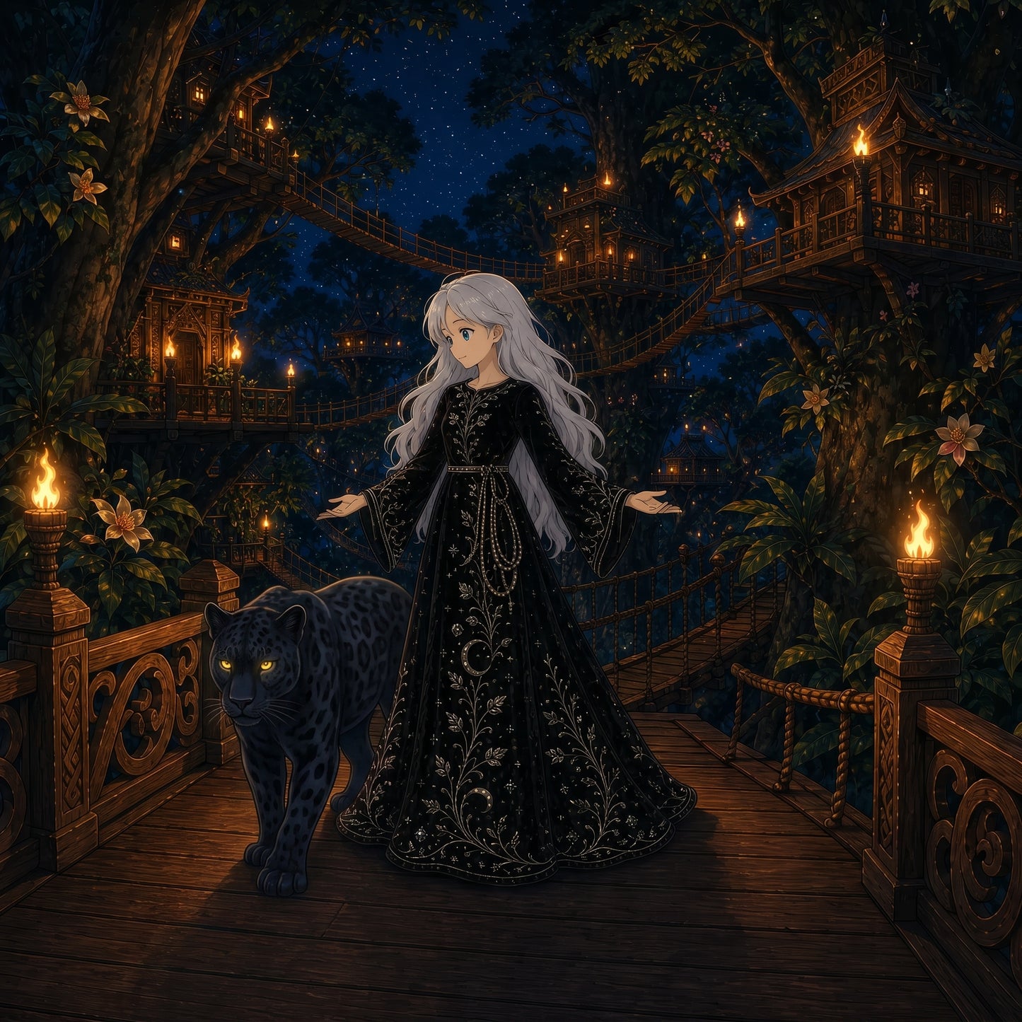 Princesse Argenthia et Vélunor la Panthère Noire